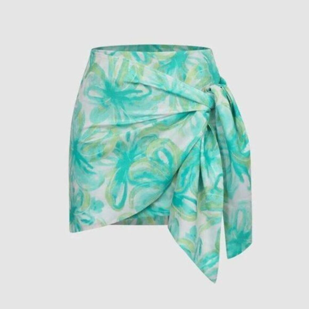 Micas Knot‎ Side Floral Wrap Mini Skirt size L